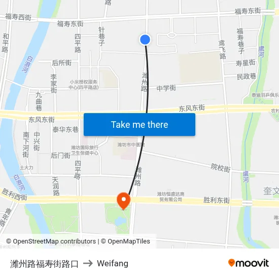 Weizhou Road Fushou Street Junction to Weifang map