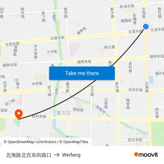 北海路北宫东街路口 to Weifang map