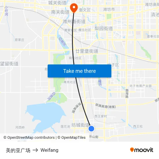 美的亚广场 to Weifang map