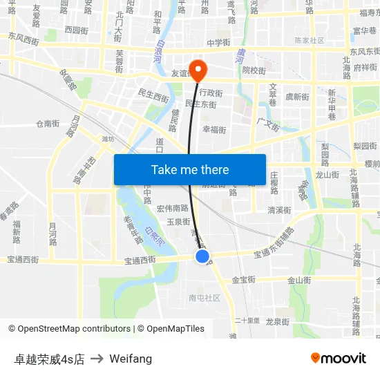 卓越荣威4s店 to Weifang map