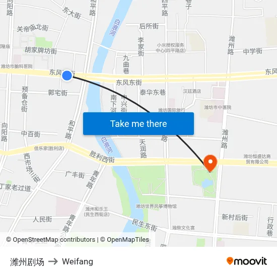 Weizhou Theater to Weifang map