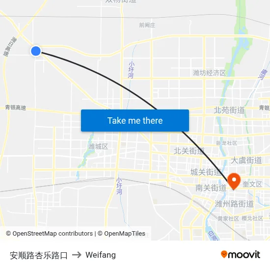 Anshun Road-Xingle Road Intersection to Weifang map