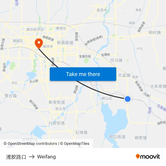 潍胶路口 to Weifang map
