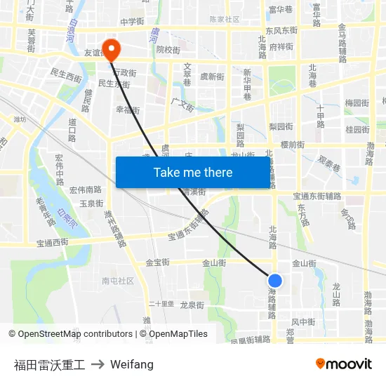 福田雷沃重工 to Weifang map