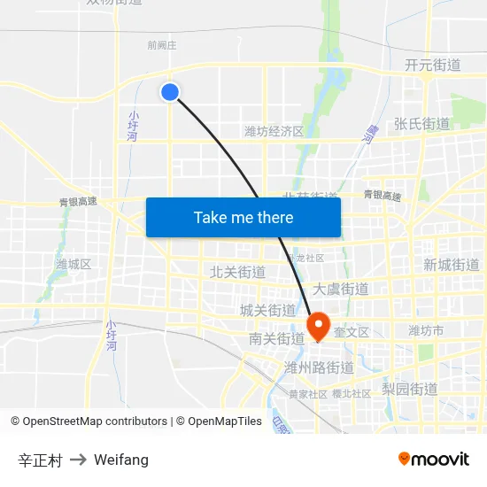辛正村 to Weifang map