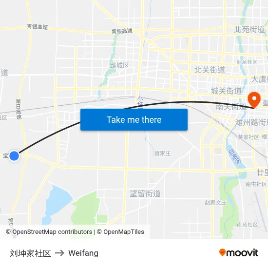 Liukun Community to Weifang map