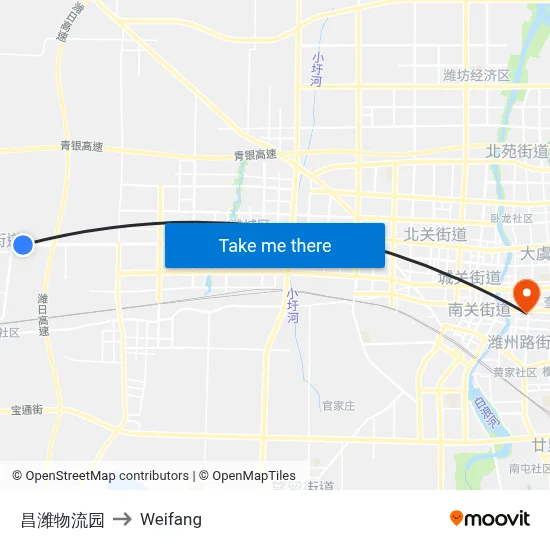 昌潍物流园 to Weifang map