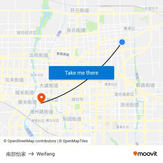 South Yijia to Weifang map