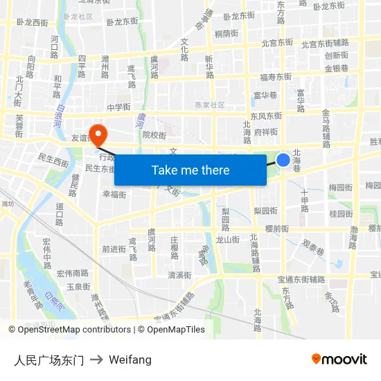 人民广场东门 to Weifang map