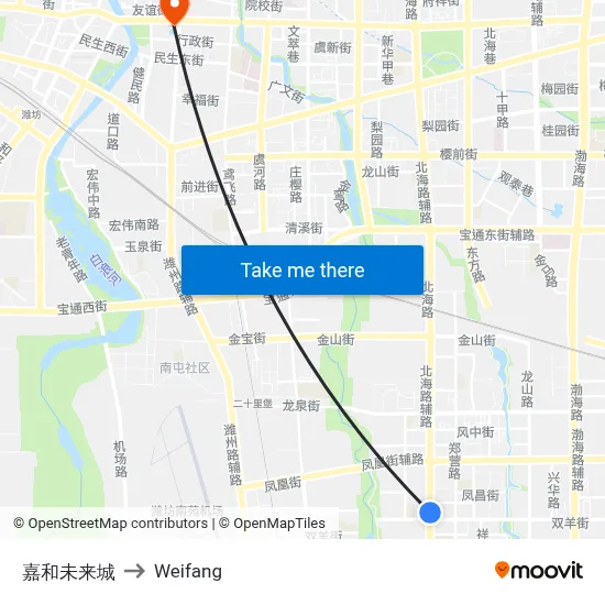 Jiahe Future City to Weifang map