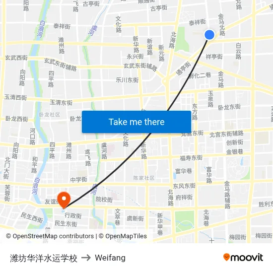 Weifang Huayang Maritime School to Weifang map