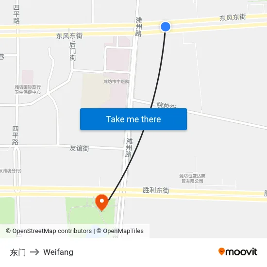东门 to Weifang map