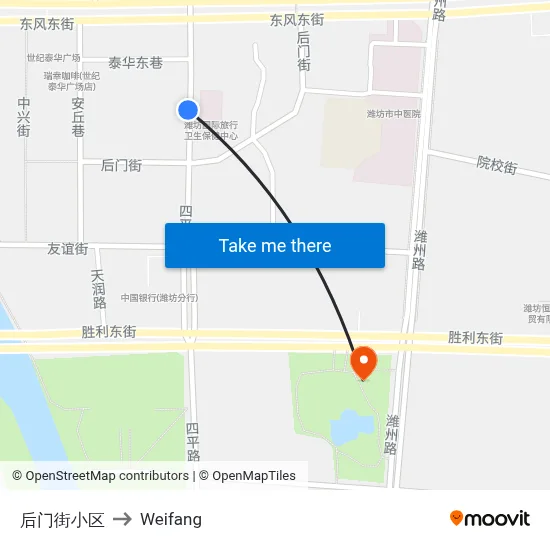 后门街小区 to Weifang map