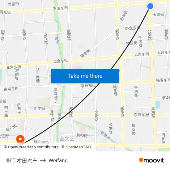Guanyu Honda Auto to Weifang map