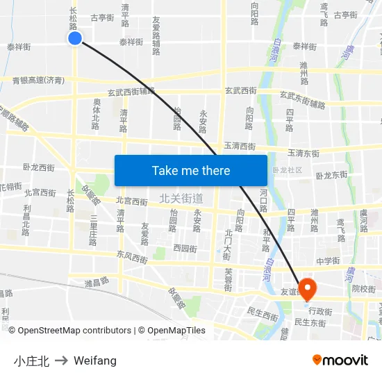 小庄北 to Weifang map