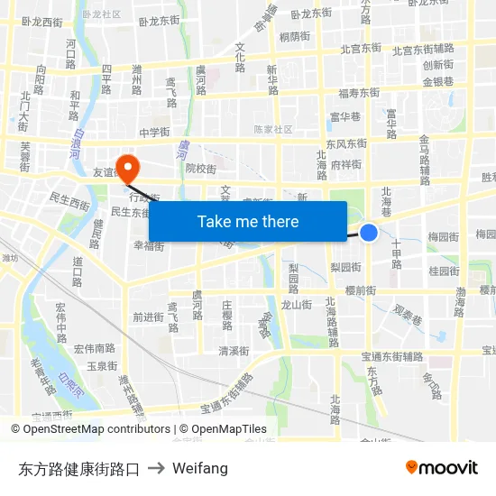 Dongfang Road & Health Street Intersection to Weifang map