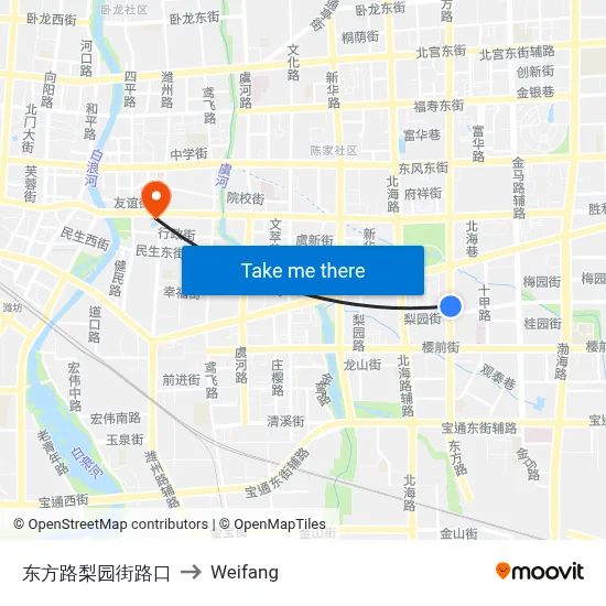 Dongfang Road & Liyuan Street Intersection to Weifang map
