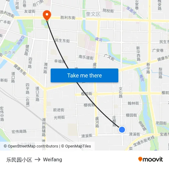 Lemin Garden Complex to Weifang map