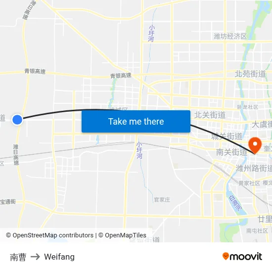 南曹 to Weifang map