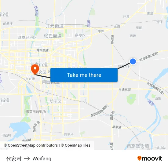 代家村 to Weifang map