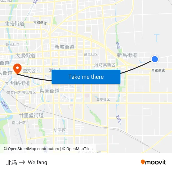 北冯 to Weifang map