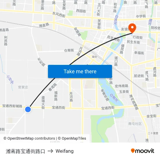潍蒋路宝通街路口 to Weifang map