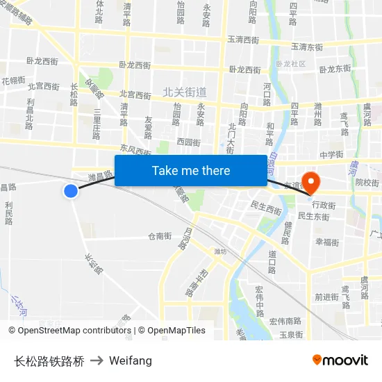 长松路铁路桥 to Weifang map