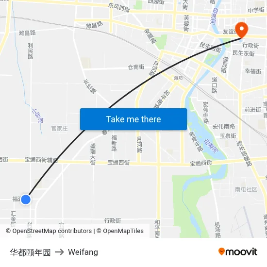 华都颐年园 to Weifang map