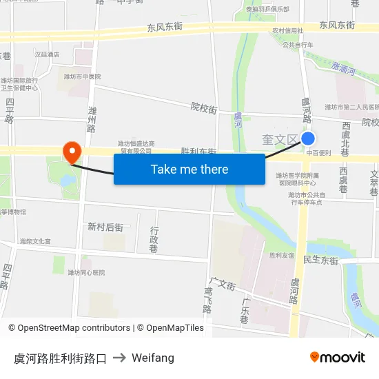 Yuhe Road-Shengli Street Intersection to Weifang map