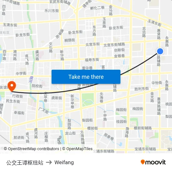 公交王谭枢纽站 to Weifang map