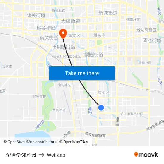 华通学邻雅园 to Weifang map