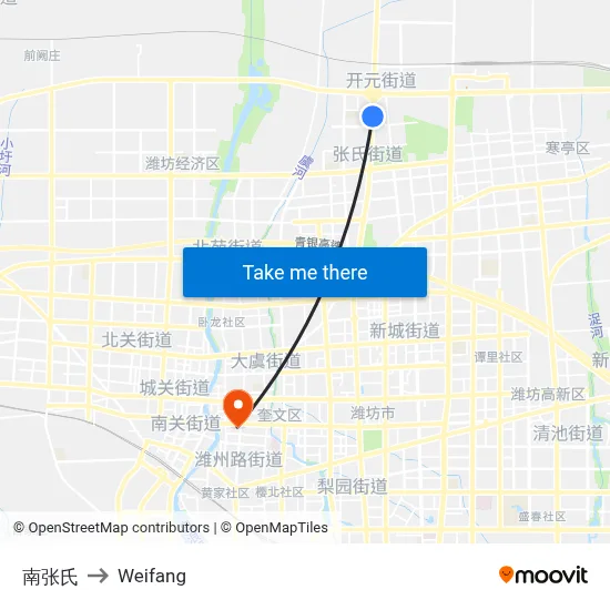 南张氏 to Weifang map