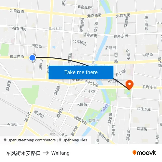 东风街永安路口 to Weifang map