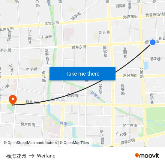 Fuhai Garden to Weifang map