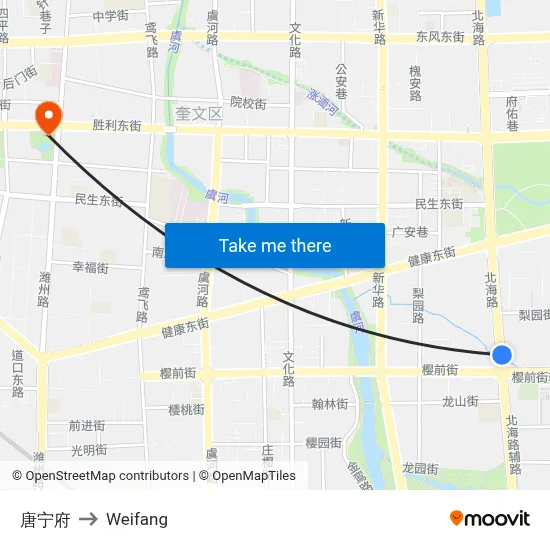 Tanning Mansion to Weifang map