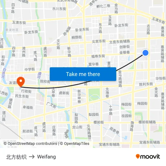 Northern Textile to Weifang map