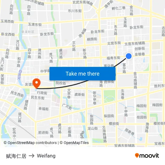 Fuhai Renju to Weifang map
