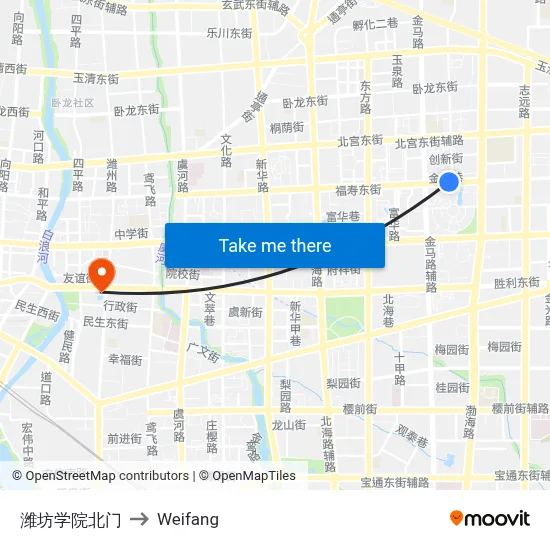 潍坊学院北门 to Weifang map