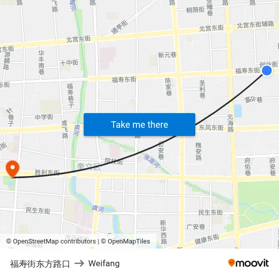 福寿街东方路口 to Weifang map