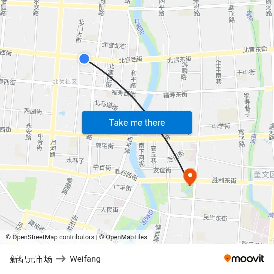 New Era Market to Weifang map