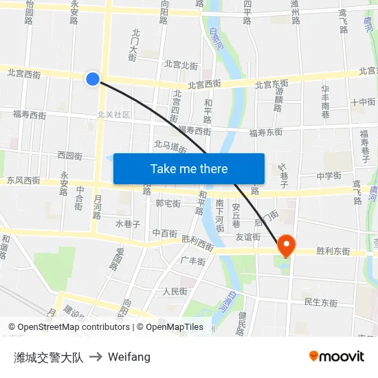 潍城交警大队 to Weifang map
