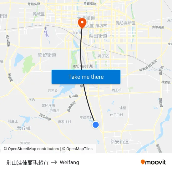 荆山洼佳丽琪超市 to Weifang map