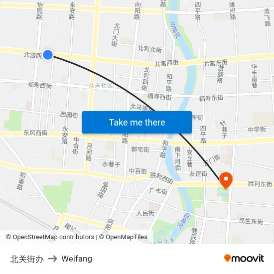 北关街办 to Weifang map