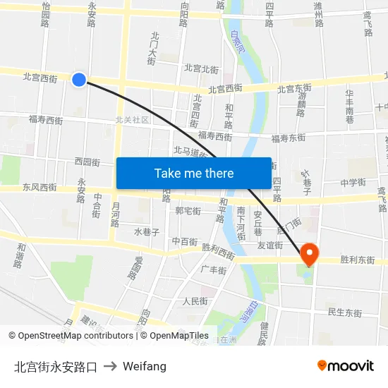 Beigong Street Yong'an Road Junction to Weifang map