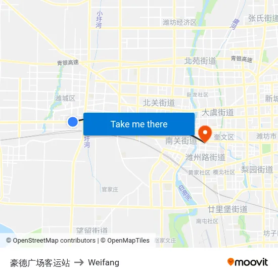 豪德广场客运站 to Weifang map