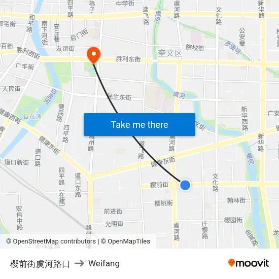 Yingqian St-Yuhe Rd Junction to Weifang map
