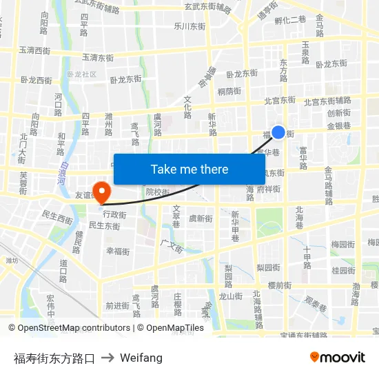 福寿街东方路口 to Weifang map