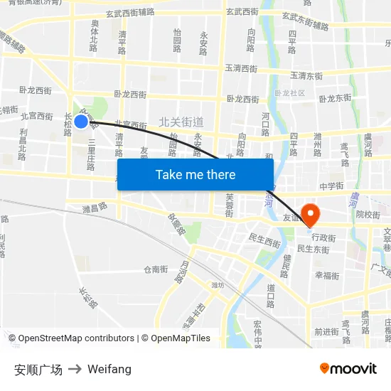 Anshun Plaza to Weifang map