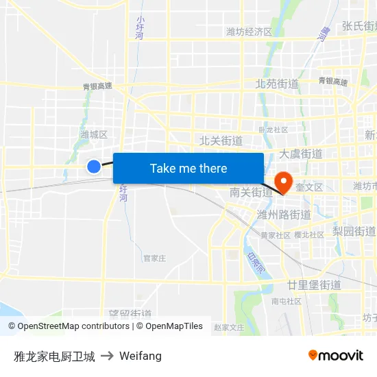 Yalong Home Appliance City to Weifang map