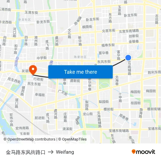 Jinma Road Dongfeng Street Intersection to Weifang map